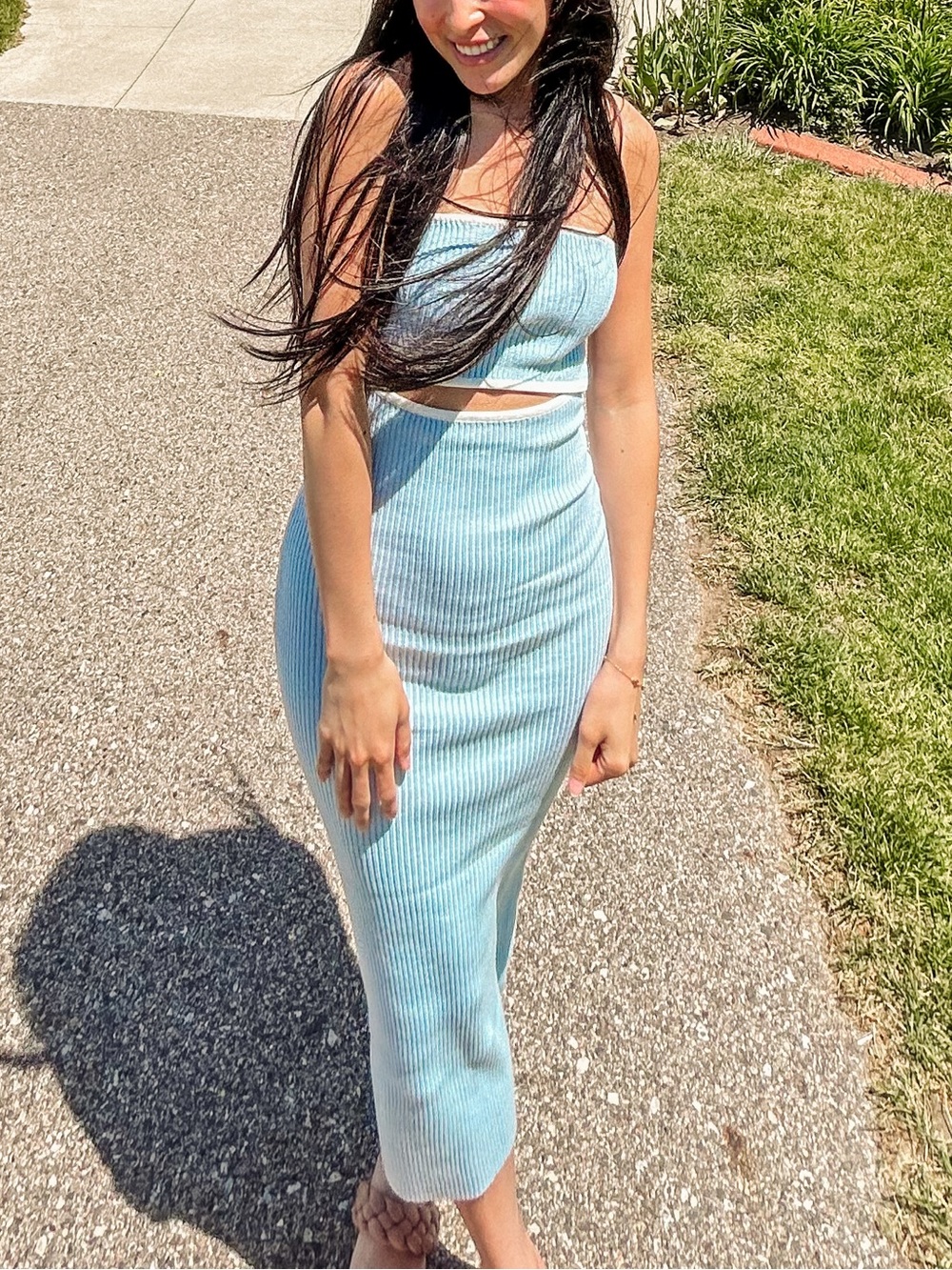 Beginning Boutique | Blue Ribbed Maxi Dress